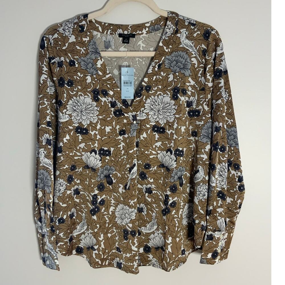 Ann Taylor‎ Brown and white blouse NWT size MP
